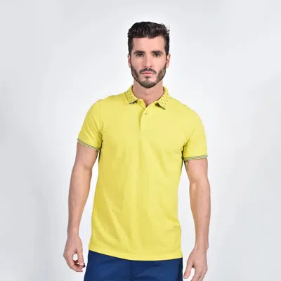 Eight X Jacquard Polo With Double Sided Print Collar In Bright Yellow In Multi