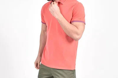 Eight X Jacquard Polo With Double Sided Print Collar In Red In Pink