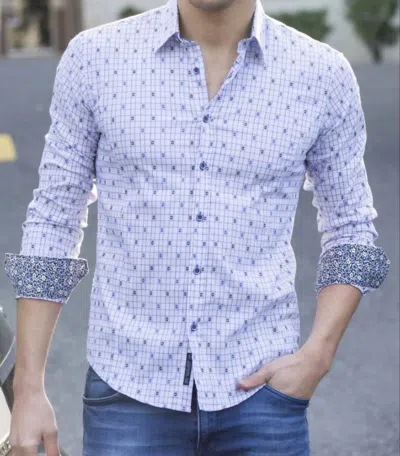 Eight X Jacquard Shirt With Trim In Navy In Blue