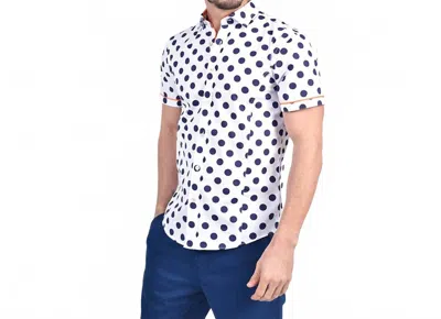 Eight X Jet Polka Dot Short Sleeve Shirt With Trim In White In Multi