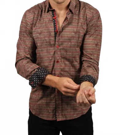 Eight X Knit Style With Contrasting Trim Button Down Shirt In Brown