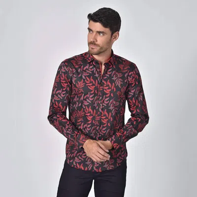 Eight X Leaves Button Down Shirt In Red In Multi