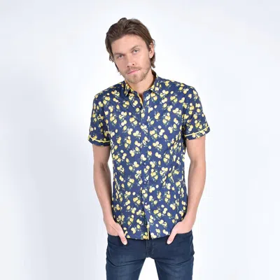 Eight X Lemon Melody Print Short Sleeve Shirt In Navy In Blue