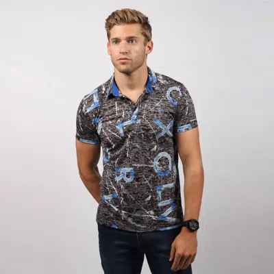Eight X Letters Print Polo Shirt In Blue