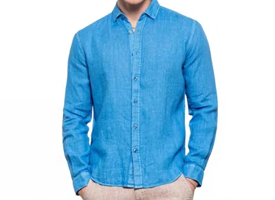 Eight X Linen Button Down Shirt In Cerulean Blue