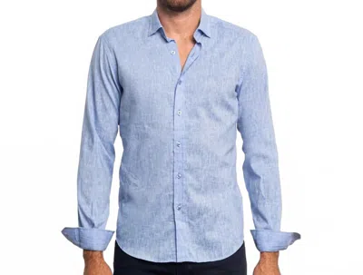 Eight X Looks Like Linen Button Down Shirt In Blue In Multi