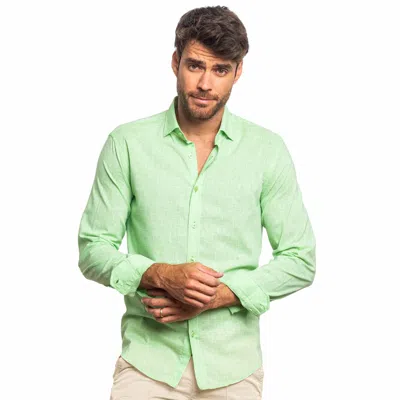 Eight X Looks Like Linen Button Down Shirt In Green