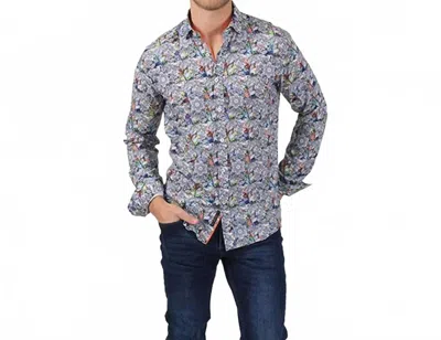 Eight X Mandala Floral Print Button Down Shirt In Multi In Blue