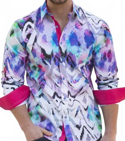 Eight X Melting Button Down Print Shirt In Multi In Blue