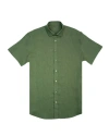 Eight X Men's 100% Linen Button Short Sleeve Button Down Shirt - Green In Green