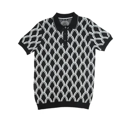 Eight X Men's Arc Jacquard Knit Short Sleeve Polo - Black