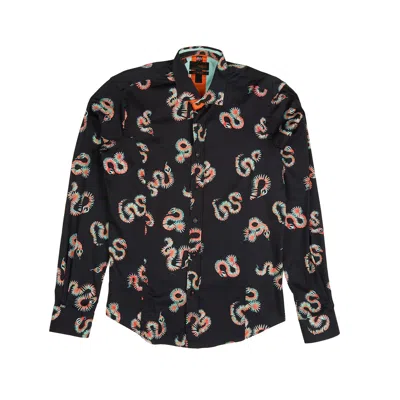 Eight X Men's Black Aztec Snake Print Button Down Shirt