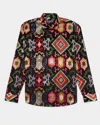 Eight X Men's Black Babylon Artisan Edition Button Up Shirt In Multi