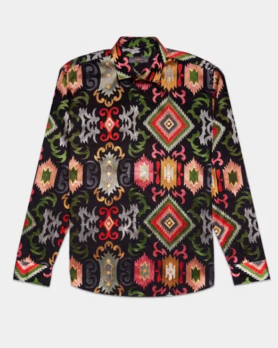 Eight X Men's Black Babylon Artisan Edition Button Up Shirt In Multi