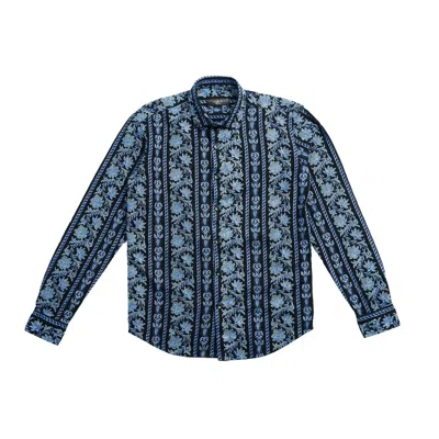 Eight X Men's Black / Blue Wild Sapphire Artisan Long Sleeve Button Up Shirt