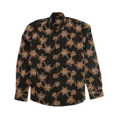 Eight X Men's Black Flora Artisan Long Sleeve  Button Down Shirt In Blue
