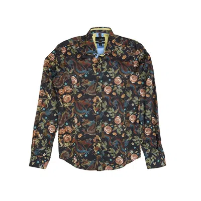 Eight X Men's Black Imperial Dragon Tapestry Button Down Shirt In Multi