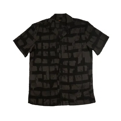 Eight X Men's Black Noir Artisan Short Sleeve Button Up Shirt In Animal Print