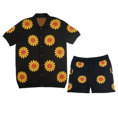 Eight X Men's Black Sunflower Knit Short Sleeve & Short Set