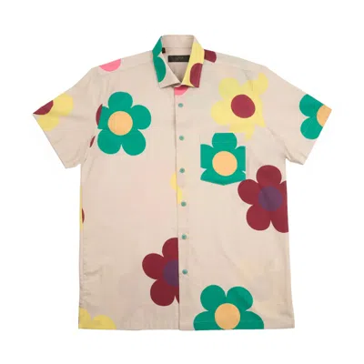 Eight X Men's Bloom Short Sleeve Button Up Shirt In Beige