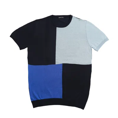 Eight X Men's Blue / Black Mondrian Knit Shirt - Summer Blues