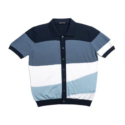 Eight X Men's Blue / Black / White Sierra Knit Short Sleeve Button-up Shirt - Navy