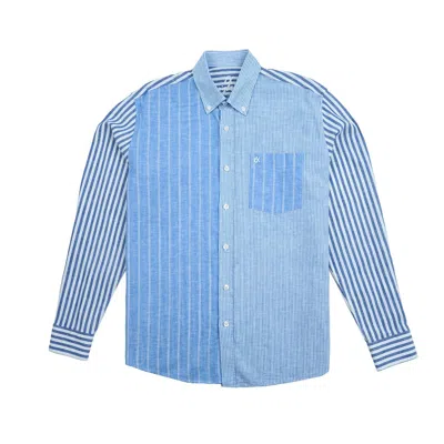Eight X Men's Blue Coastal Stripe Button Down Shirt