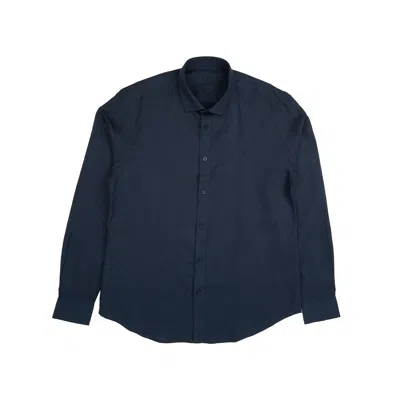 Eight X Men's Blue Essential Linen Long Sleeve Button Down Shirt - Navy