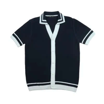 Eight X Men's Blue Pier Knit Short Sleeve Shirt - Navy