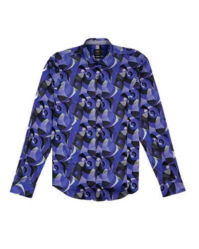 Eight X Men's Blue / Pink / Purple Indigo Fracture Pm Edition Button Down Shirt In Blue/pink/purple