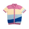 Eight X Men's Blue / Pink Sierra Knit Short Sleeve Button-up Shirt - Pink In Multi