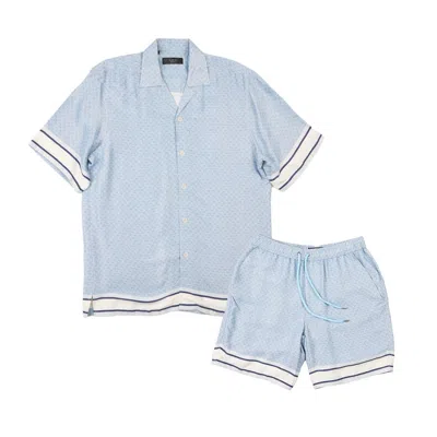Eight X Men's Blue Regency Short Sleeve Shirt + Shorts Matching Set