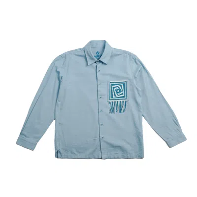 Eight X Men's Blue Skyline Denim Long Sleeve Button Up Shirt