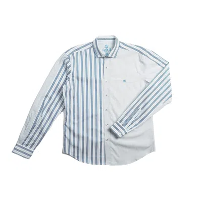Eight X Men's Blue / White Double Take Long Sleeve Button Up Shirt