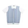 Eight X Men's Blue / White Harrison Knit Short Sleeve Button-up Shirt In Blue
