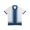 Eight X Men's Blue / White Helm Short Sleeve Button-up Knit Shirt In Multi