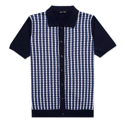 Eight X Men's Blue / White Midnight Mosaic Knit Polo Shirt In Blue/white