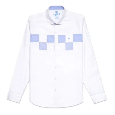 Eight X Men's Blue / White Minos Button Up Shirt - White/blue In Blue/white