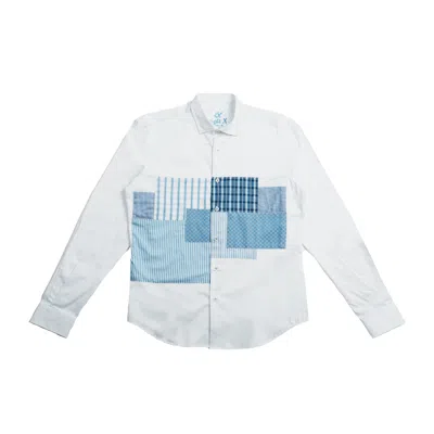 Eight X Men's Blue / White Plaid Fusion Long Sleeve Button Up Shirt