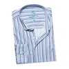 Eight X Men's Blue / White Shades Of Blue Striped Cotton Button Down Shirt In Blue/white