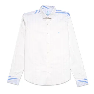 Eight X Men's Blue / White Skyline Stripes Button Up Shirt In Blue/white
