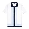 Eight X Men's Blue / White The Linear Knit Polo Shirt - Sea Breeze In Blue/white