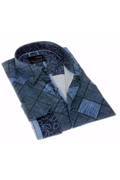 Eight X Men's Button Down Shirt With Paisley Trim In Navy In Blue