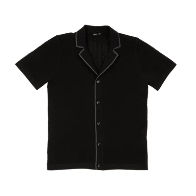 Eight X Men's Essential Crochet Button Up Shirt - Black
