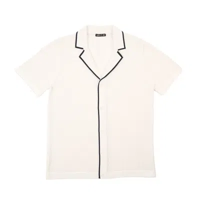 Eight X Men's Essential Crochet Button Up Shirt - White In Neutral