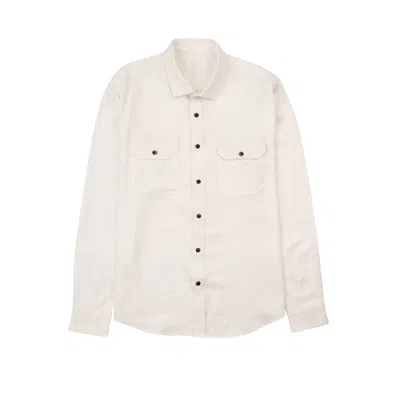 Eight X Men's Essential Utility Linen Long Sleeve Button Down Shirt - White