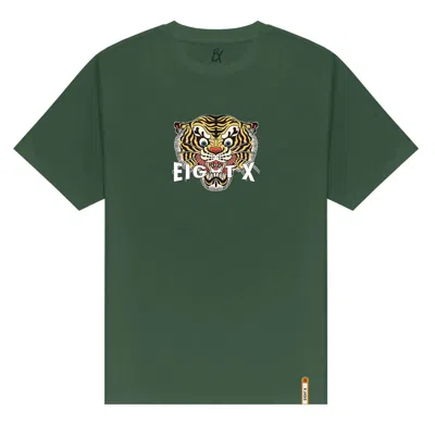 Eight X Men's Feline Graphic T-shirt In Green
