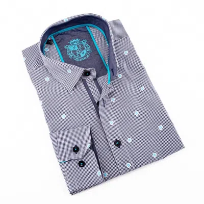 Eight X Men's Fill Coupe Shirt With Solid Trim In Navy In Gray