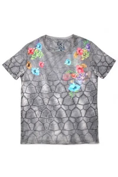 Eight X Men's Floral Print T-shirt In Grey In Multi