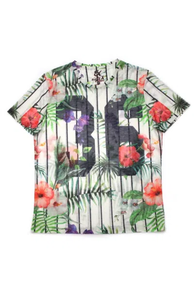 Eight X Men's Floral Tropical Print T-shirt In White In Multi